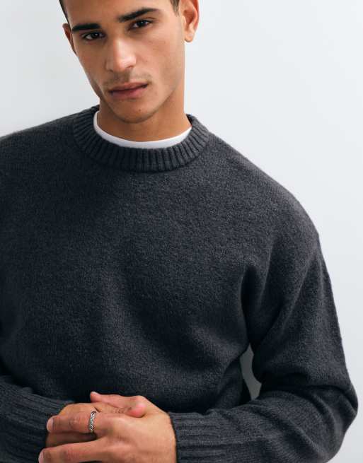Jack & Jones oversized fluffy trui in antracietgrijs, 3 van 5
