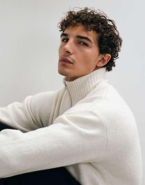 Jack & Jones oversized fluffy trui met 1/4-rits in gebroken wit - view 1