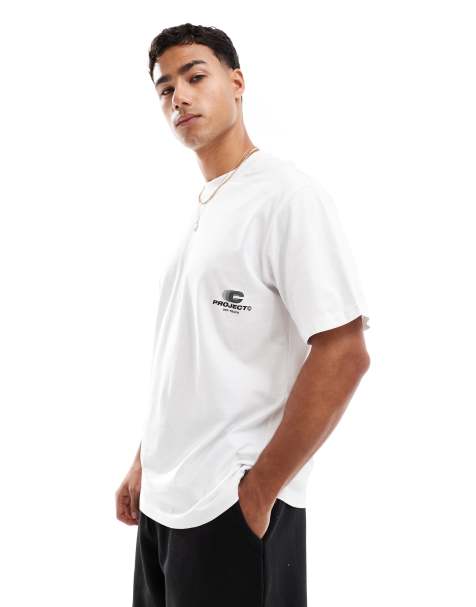 Jack & Jones oversized front print t-shirt in white