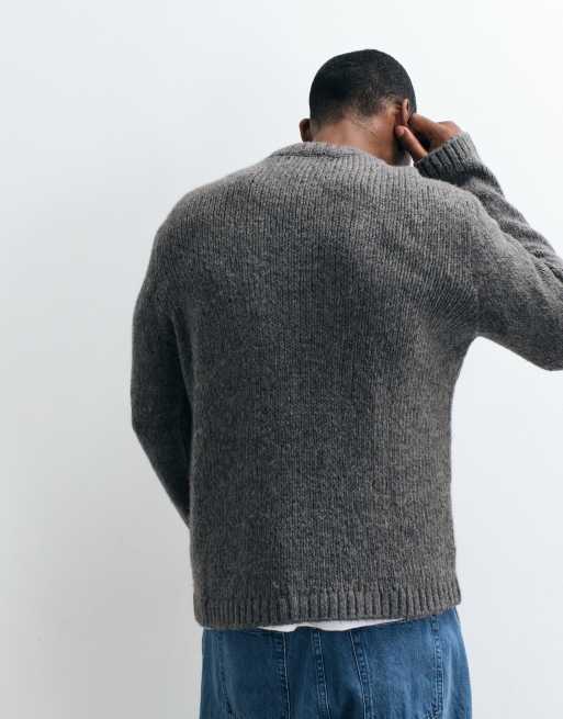 Jack & Jones oversized gebreide trui in grijs, 4 van 5