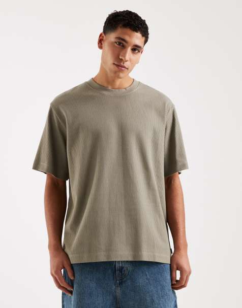 Jack & Jones - Oversized geribbeld T-shirt in kaki - view 1