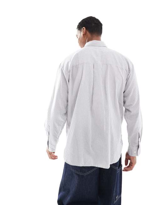 Jack & Jones - Oversized gestreept Oxford overhemd in blauw, 4 van 4