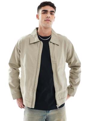 oversized harrington jacket in cream-White