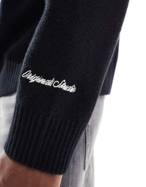 Jack & Jones oversized heavyweight turtle neck jumper in black, 5 of 5