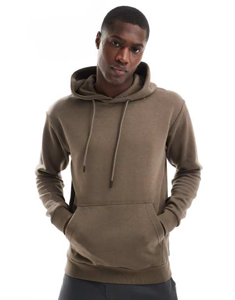 Hollister small scale logo relaxed fit hoodie with zip pocket in light  brown