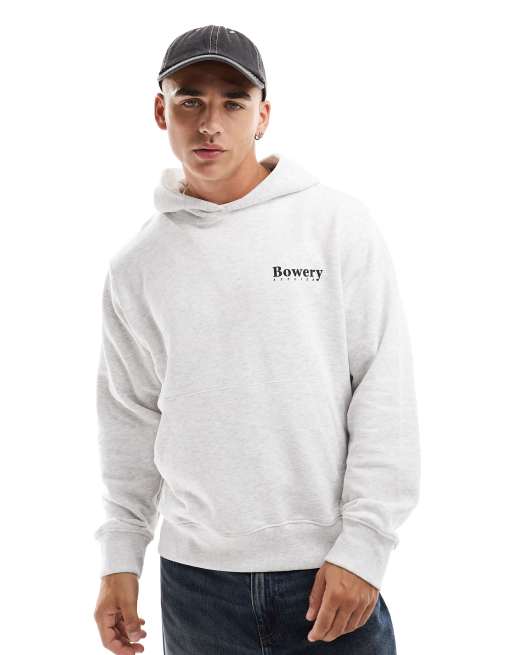 Jack & Jones - Oversized hoodie met 'Bowery' print op de achterkant in grijs, 2 van 4