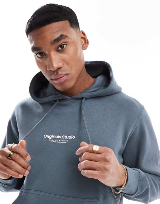 Jack & Jones - Oversized hoodie met logo op de borst in groenblauw, 4 van 4