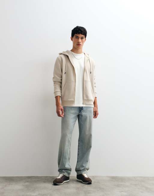 Jack & Jones oversized hoodie met rits in beige, 2 van 5