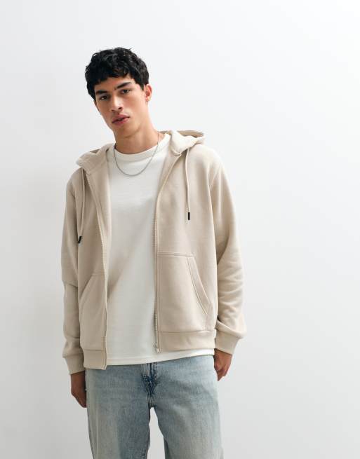 Jack & Jones oversized hoodie met rits in beige, 3 van 5