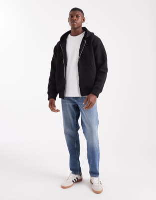Jack & Jones Oversized Hoodie With Double Zip In Black
