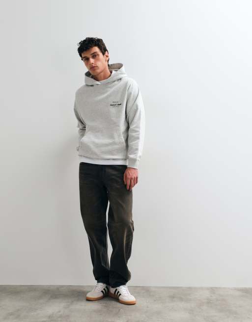 Jack & Jones oversized hoodie with originals back print in light grey, 4 of 5