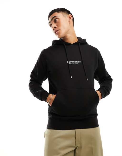 Jack & Jones oversized hoodie with originals logo in black | ASOS