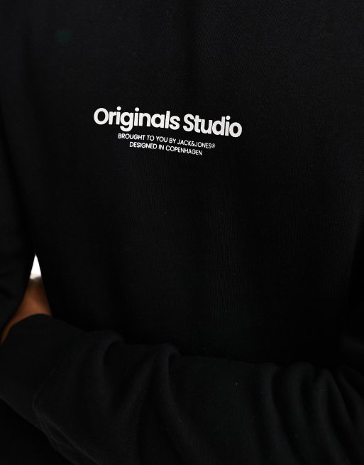 Jack Jones oversized hoodie with originals logo in black ASOS