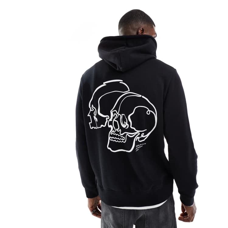 Jack & Jones oversized hoodie with skull back print in black | ASOS