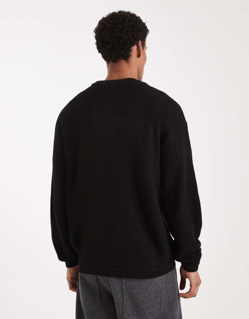 Jack & Jones oversized jumper in black, 3 of 5
