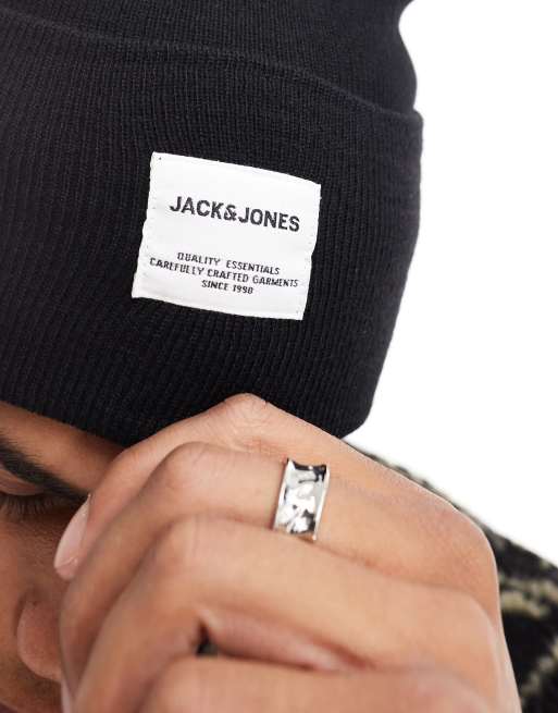 Jack & Jones oversized knitted beanie in black, 4 of 4