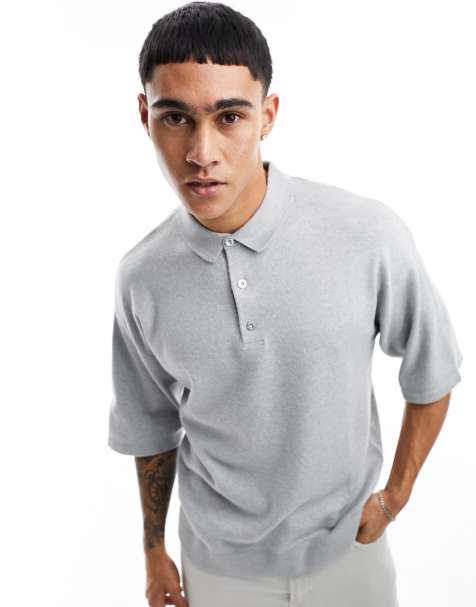 Men's Oversized Ribbed Jacquard Revere Polo