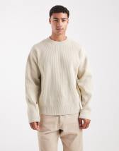 Jack & Jones oversized thick ribbed jumper in black