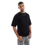 [Jack & Jones] Jack & Jones oversized knitted t-shirt in black M Black