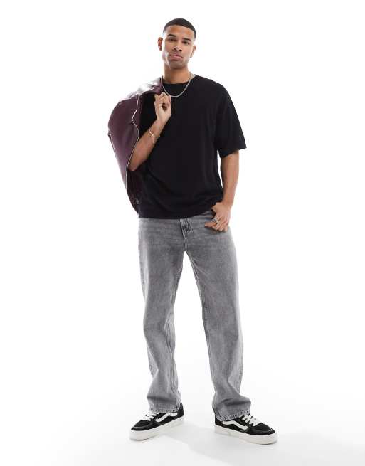 Jack & Jones oversized knitted t-shirt in black, 2 of 4