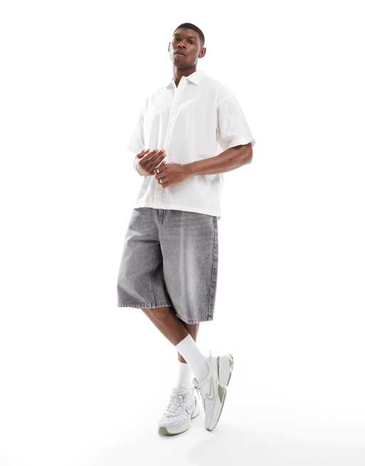 Jack & Jones oversized linen shirt in white