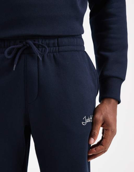 Jack & Jones oversized logo hoodie & jogger set in navy, 5 of 5