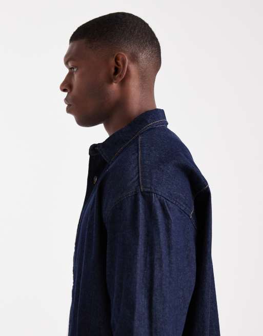 Jack & Jones - Oversized mørkeblå denimskjorte, 4 af 5