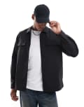 [Jack & Jones] Jack & Jones oversized nylon overshirt in black XS Black