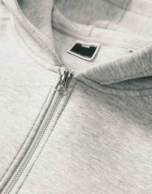 Jack & Jones - Oversized og cremehvid hættetrøje i stof i scuba-stil med dobbelt lynlås, 5 af 5