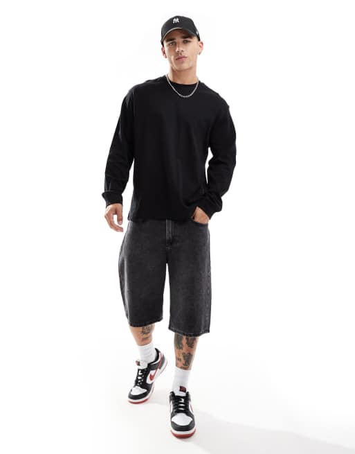 Jack Jones Oversized og sort T-shirt med lange ærmer ASOS