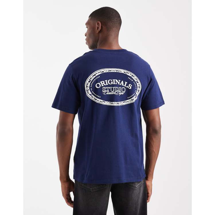 Jack & Jones oversized originals T-shirt with back print in blue