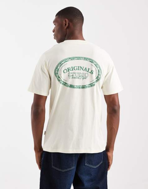 Jack & Jones oversized originals t-shirt with back print in cream