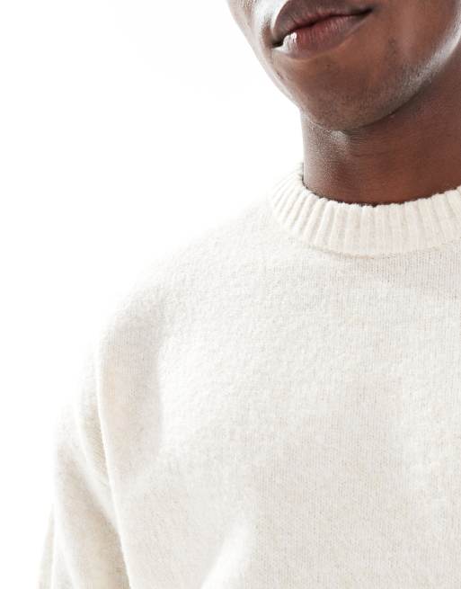 Jack & Jones - Oversized pluizige trui met ronde hals in crème, 5 van 5