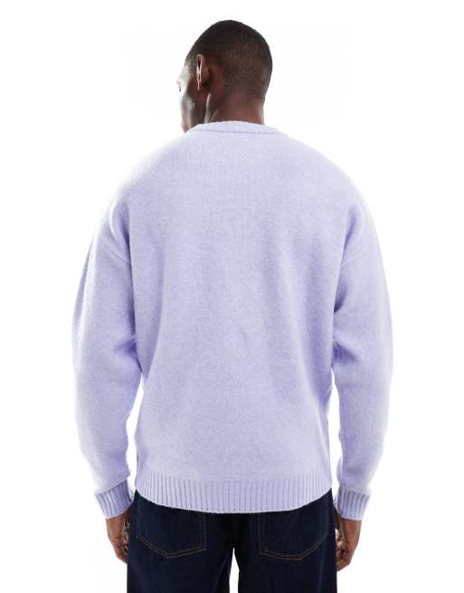 Jack & Jones - Oversized pluizige trui met ronde hals in lila, 3 van 5