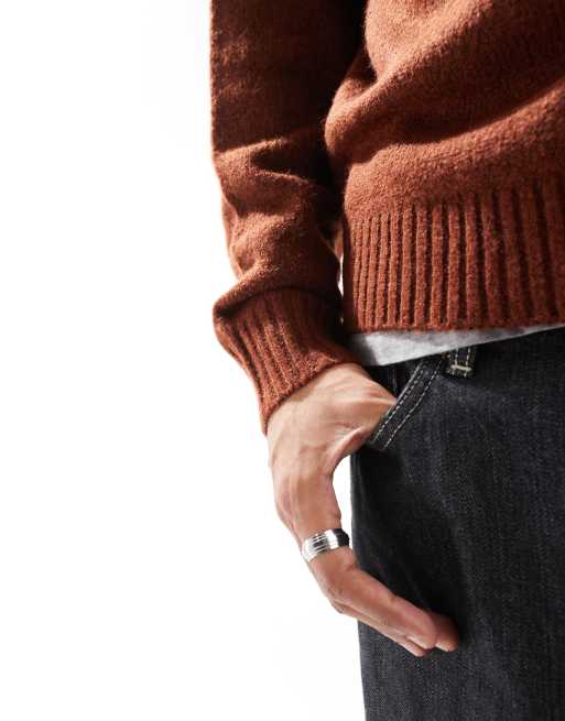 Jack & Jones - Oversized pluizige trui met ronde hals in roestbruin, 3 van 4