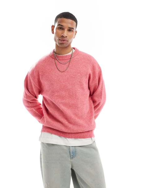 Jack & Jones - Oversized pluizige trui met ronde hals in roze - view 1