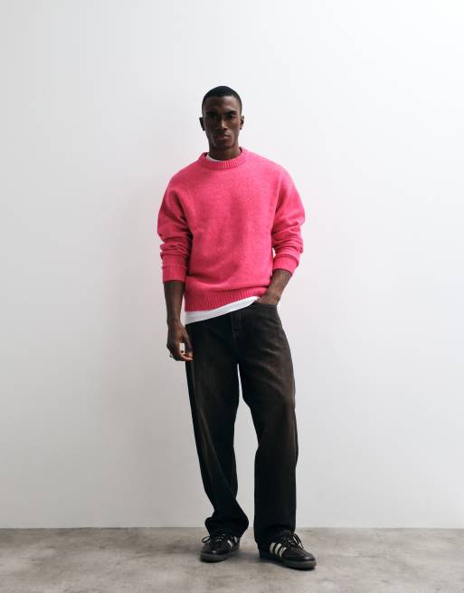 Jack & Jones - Oversized pluizige trui met ronde hals in roze , 2 van 5