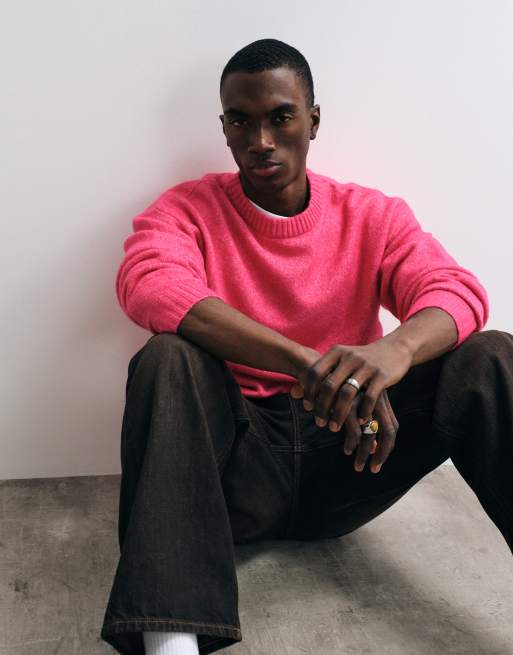Jack & Jones - Oversized pluizige trui met ronde hals in roze , 3 van 5