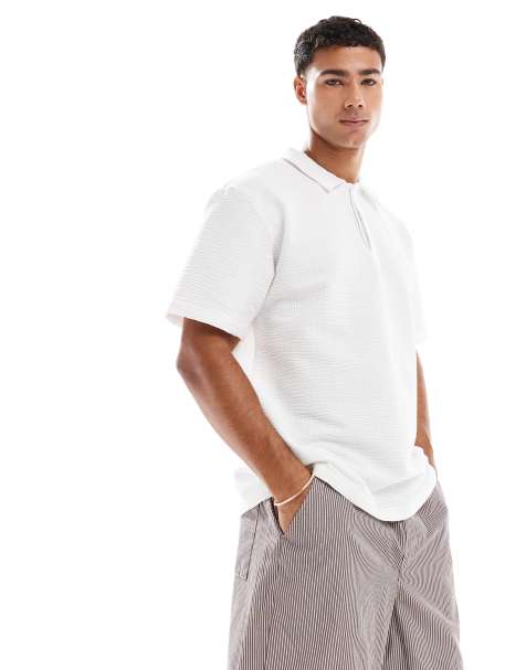 Jack & Jones - Oversized polo met textuur in wit - view 1