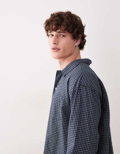 Jack & Jones - Oversized recht overhemd in grijs en marineblauw, 5 van 5
