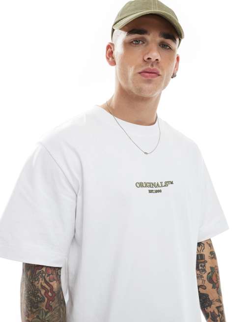 Jack & Jones - Oversized recht T-shirt met Originals-logo in wit, 3 van 4