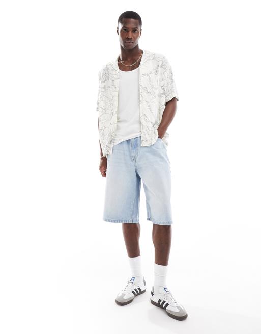 Jack & Jones oversized revere collar floral printed shirt in white, 3 of 4