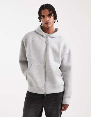 Jack & Jones Oversized Scuba Hoodie With Double Zipper In White