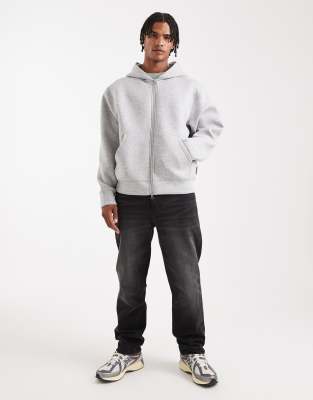 Jack & Jones Oversized Scuba Hoodie With Double Zipper In White