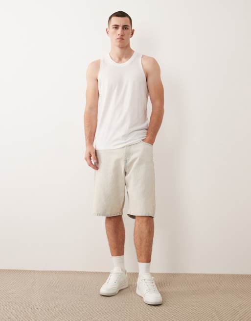 Jack & Jones oversized singlet with Japanese mountain back print in white, 2 of 5