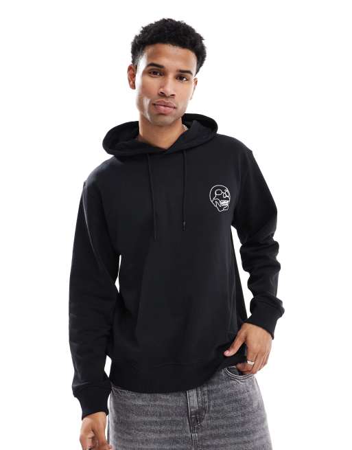 Jack Jones oversized skull back print hoodie in black ASOS