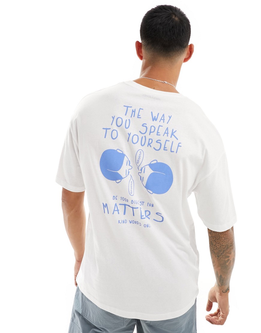 Jack & Jones oversized speak to yourself back print t-shirt in white
