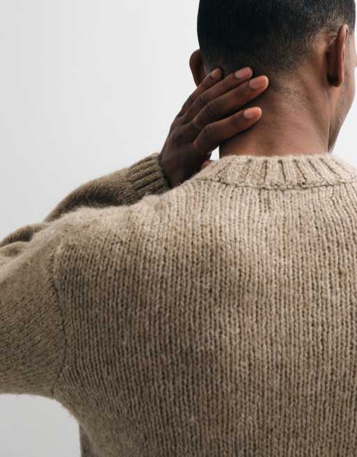 Jack & Jones oversized stickad tröja i beige, 2 av 5