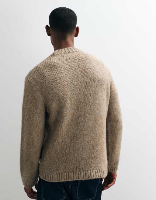 Jack & Jones oversized stickad tröja i beige, 5 av 5