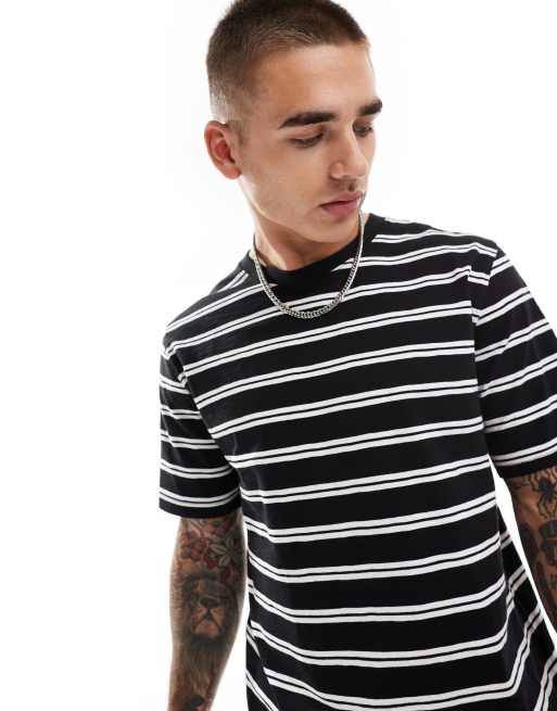 Jack & Jones oversized stripe t-shirt in black | ASOS
